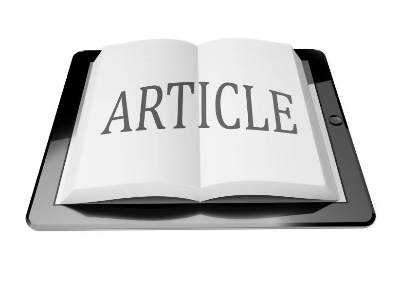 Article with ebook in digital tablet computer